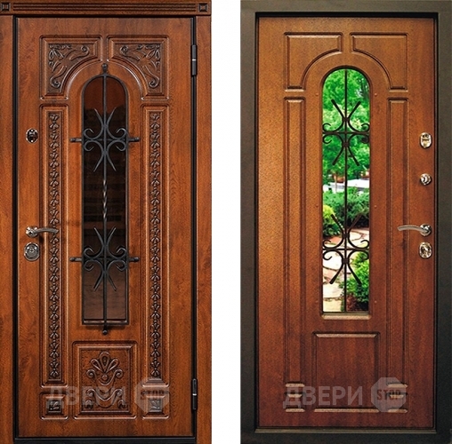Дверь Юркас Лацио с ковкой и стеклом в Дмитрове