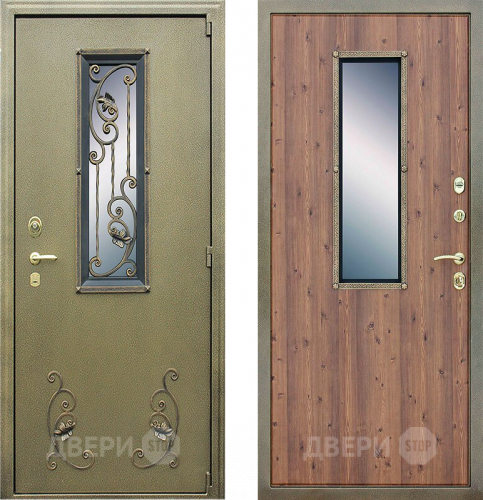 Дверь Йошкар с окном и ковкой в Дмитрове