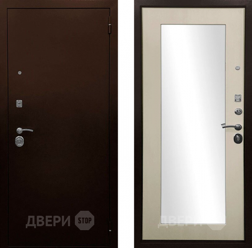 Входная металлическая Дверь Ратибор Оптима 3К зеркало Лиственница беж в Дмитрове