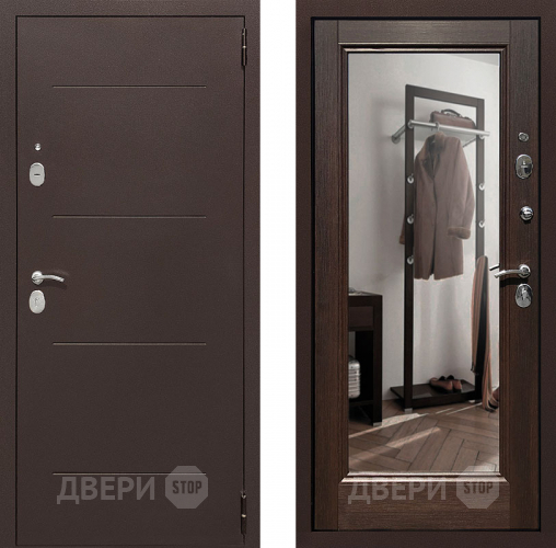 Входная металлическая Дверь Престиж 100 с зеркалом Медь/Венге в Дмитрове
