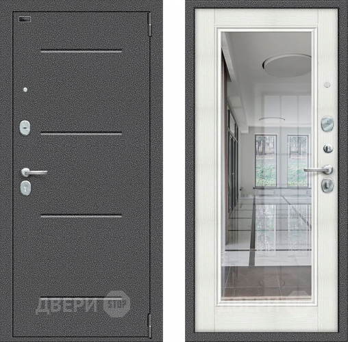 Входная металлическая Дверь Bravo Porta S-2 104/П61 с зеркалом Бьянко в Дмитрове
