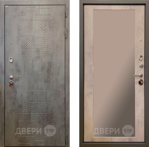Входная металлическая Дверь Ратибор Тетрис 3К с зеркалом Бетон светлый в Дмитрове