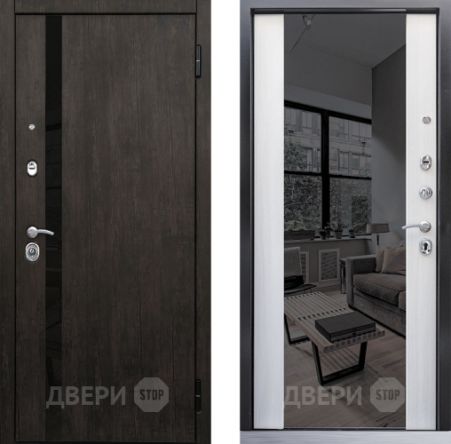 Дверь Премьер зеркало тиковое дерево/лиственница белая в Дмитрове
