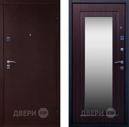 Входная металлическая Дверь СТОП Медь ЗЕРКАЛО Венге в Дмитрове