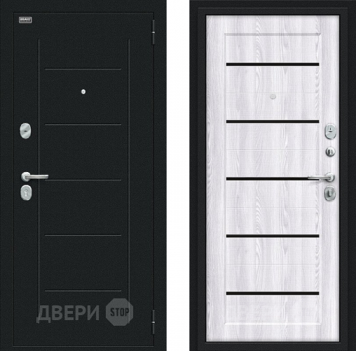 Входная металлическая Дверь Bravo Борн Букле черное/Riviera Ice в Дмитрове