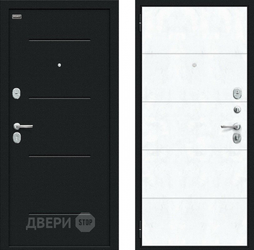 Входная металлическая Дверь внутреннего открывания Bravo Граффити-1 Инсайд Букле черное/Snow Art в Дмитрове