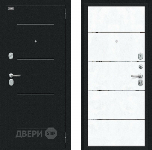 Дверь Bravo Лайн Букле черное/Snow Art в Дмитрове