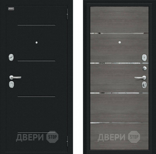 Входная металлическая Дверь Bravo Лайн Букле черное/Grey Veralinga в Дмитрове