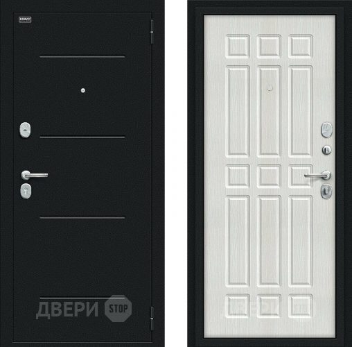 Входная металлическая Дверь Bravo Мило Букле черное/Bianco Veralinga в Дмитрове