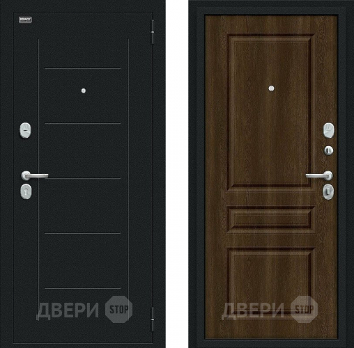 Входная металлическая Дверь Bravo Пик Букле черное/Dark Barnwood в Дмитрове
