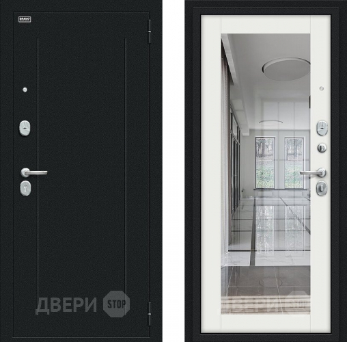 Входная металлическая Дверь Bravo Флэш Букле черное/Bianco Veralinga в Дмитрове