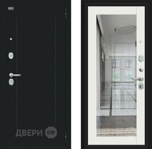Дверь Bravo Флэш Букле черное/Off-white в Дмитрове