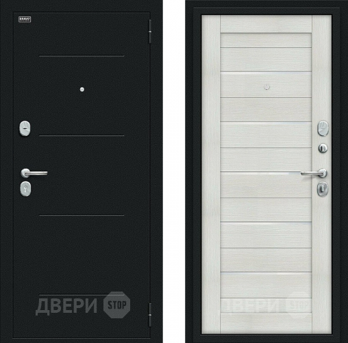 Входная металлическая Дверь Bravo Техно Kale Букле черное/Bianco Veralinga в Дмитрове