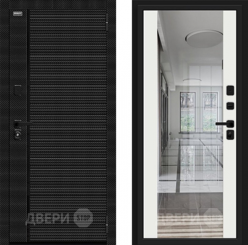 Входная металлическая Дверь Bravo Лайнер-3 Black Carbon/Off-white в Дмитрове