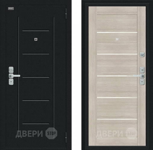 Входная металлическая Дверь Bravo Райт Букле черное/Cappuccino Veralinga в Дмитрове