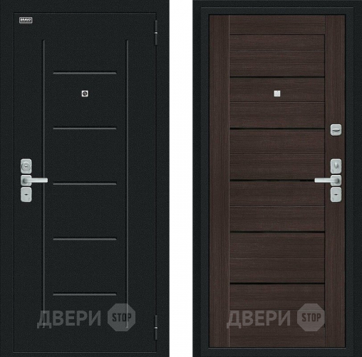 Входная металлическая Дверь Bravo Райт Букле черное/Wenge Veralinga в Дмитрове