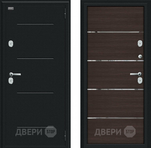 Входная металлическая Дверь Bravo Thermo Лайн Букле черное/Wenge Veralinga в Дмитрове