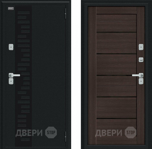 Дверь Bravo Thermo Техно Декор Букле черное/Wenge Veralinga в Дмитрове