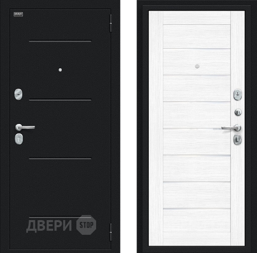 Входная металлическая Дверь Bravo Техно Букле черное/Snow Melinga в Дмитрове