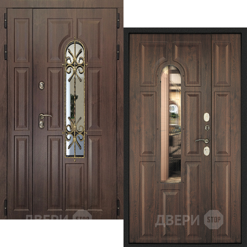 Входная металлическая Дверь Дверной Континент Лион Двустворчатая Темный орех в Дмитрове