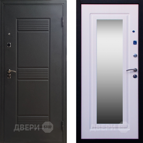 Входная металлическая Дверь СТОП ЗЕРКАЛО Ясень Белый в Дмитрове