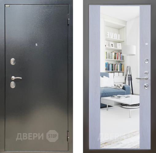 Входная металлическая Дверь Шелтер (SHELTER) Стандарт 12 с зеркалом Дуб филадельфия крем в Дмитрове