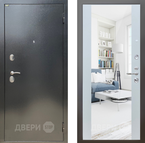 Входная металлическая Дверь Шелтер (SHELTER) Стандарт 13 с зеркалом Белый матовый в Дмитрове