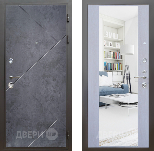 Дверь Шелтер (SHELTER) Комфорт Бетон урбан индиго 12 с зеркалом Дуб филадельфия крем в Дмитрове
