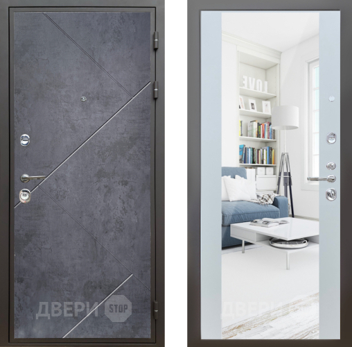 Дверь Шелтер (SHELTER) Комфорт Бетон урбан индиго 13 с зеркалом Белый матовый в Дмитрове