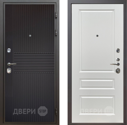 Дверь Шелтер (SHELTER) Комфорт Черная шагрень 1 Белый ясень в Дмитрове