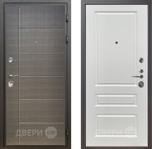 Входная металлическая Дверь Шелтер (SHELTER) Комфорт Лен сильвер 1 Белый ясень в Дмитрове