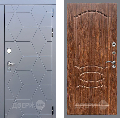 Входная металлическая Дверь Стоп КОСМО ФЛ-128 орех тисненый в Дмитрове