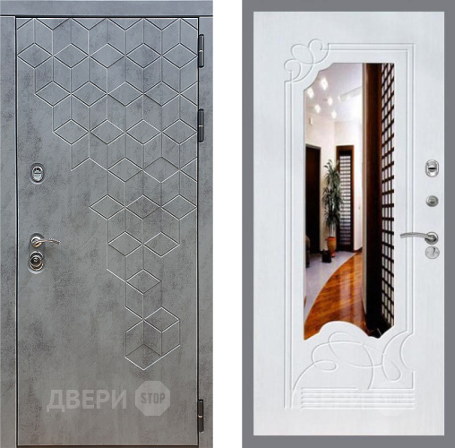 Входная металлическая Дверь Стоп БЕТОН ЗкркалоФЛ-147 Ясень белый в Дмитрове