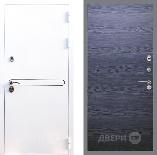 Входная металлическая Дверь Стоп Лайн Вайт Гладкая Дуб тангенальный черный в Дмитрове