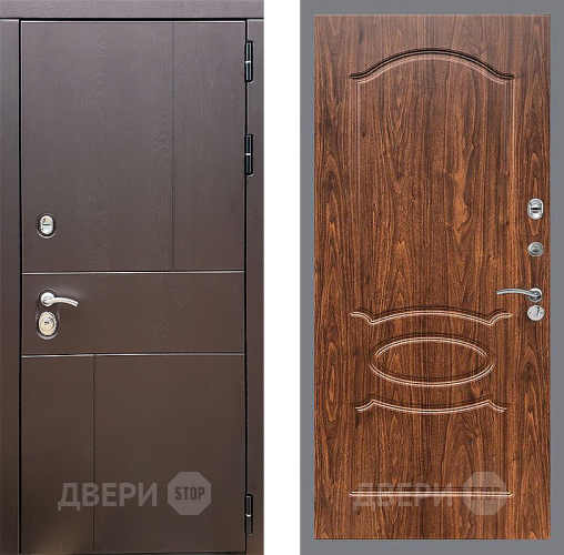 Входная металлическая Дверь Стоп УРБАН ФЛ-128 орех тисненый в Дмитрове