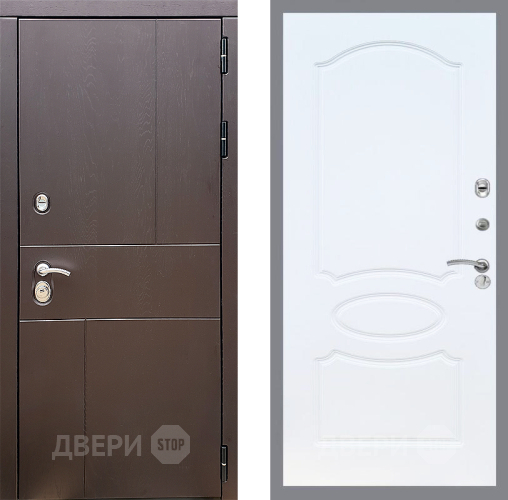 Входная металлическая Дверь Стоп УРБАН ФЛ-128 Белый ясень в Дмитрове