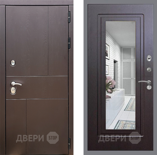 Входная металлическая Дверь Стоп УРБАН Зеркало ФЛ-120 Венге в Дмитрове