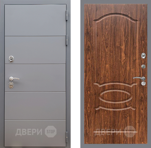 Входная металлическая Дверь Стоп АРТ ГРАФИТ ФЛ-128 орех тисненый в Дмитрове
