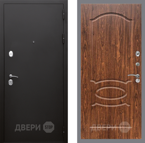 Входная металлическая Дверь Стоп КЛАССИК Шагрень ФЛ-128 орех тисненый в Дмитрове