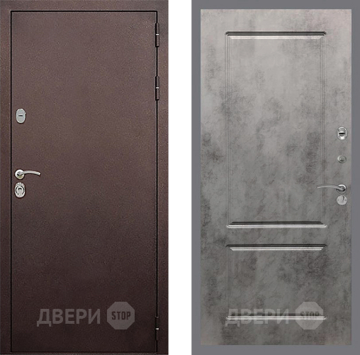 Входная металлическая Дверь Стоп КЛАССИК Медь ФЛ-117 Бетон темный в Дмитрове