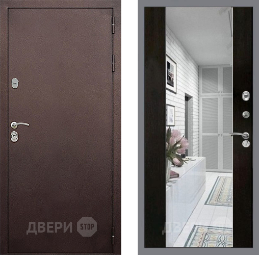 Входная металлическая Дверь Стоп КЛАССИК Медь Зеркало СБ-16 Венге в Дмитрове