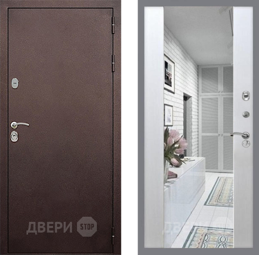 Входная металлическая Дверь Стоп КЛАССИК Медь Зеркало СБ-16 Лиственница беж в Дмитрове