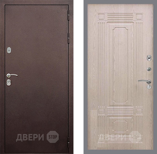 Входная металлическая Дверь Стоп КЛАССИК Медь ФЛ-2 Беленый дуб в Дмитрове