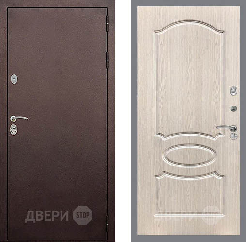 Входная металлическая Дверь Стоп КЛАССИК Медь ФЛ-128 Беленый дуб в Дмитрове