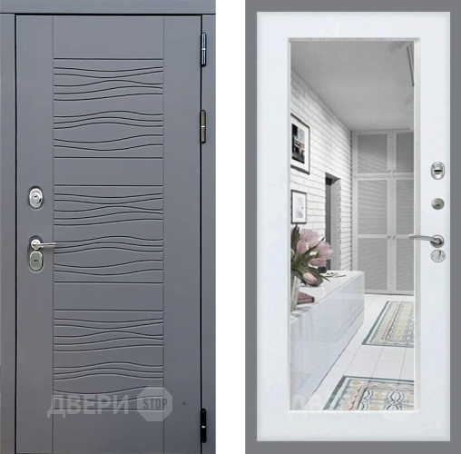 Входная металлическая Дверь Стоп СКАНДИ Зеркало Белый ясень в Дмитрове