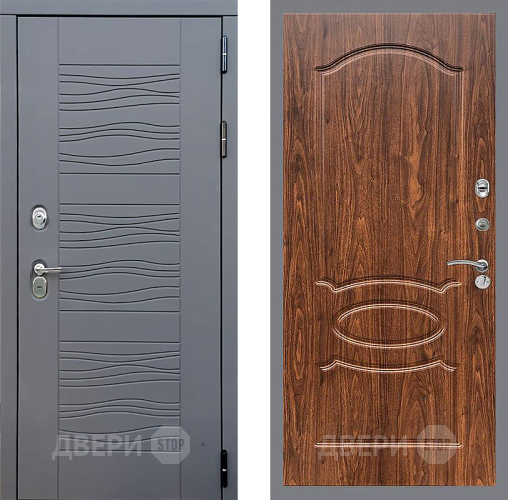 Входная металлическая Дверь Стоп СКАНДИ ФЛ-128 орех тисненый в Дмитрове