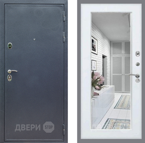 Входная металлическая Дверь Стоп СИЛЬВЕР Зеркало Белый ясень в Дмитрове