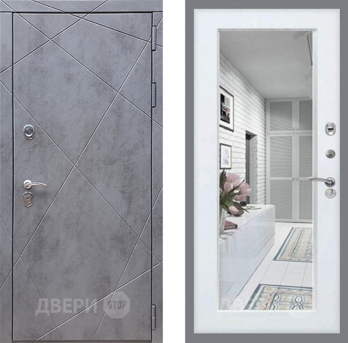 Входная металлическая Дверь Стоп Лучи Зеркало Белый ясень в Дмитрове