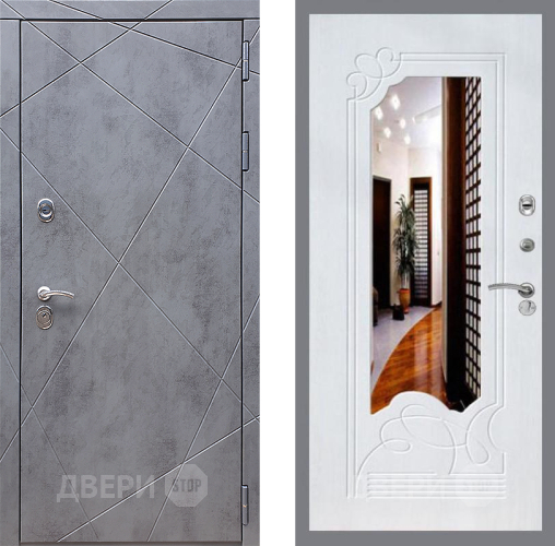 Входная металлическая Дверь Стоп Лучи ЗкркалоФЛ-147 Ясень белый в Дмитрове
