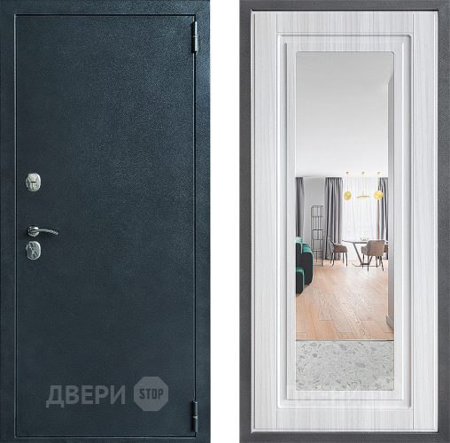 Входная металлическая Дверь Дверной континент ДК-70 Дизайн ФЛЗ Зеркало Сандал белый в Дмитрове